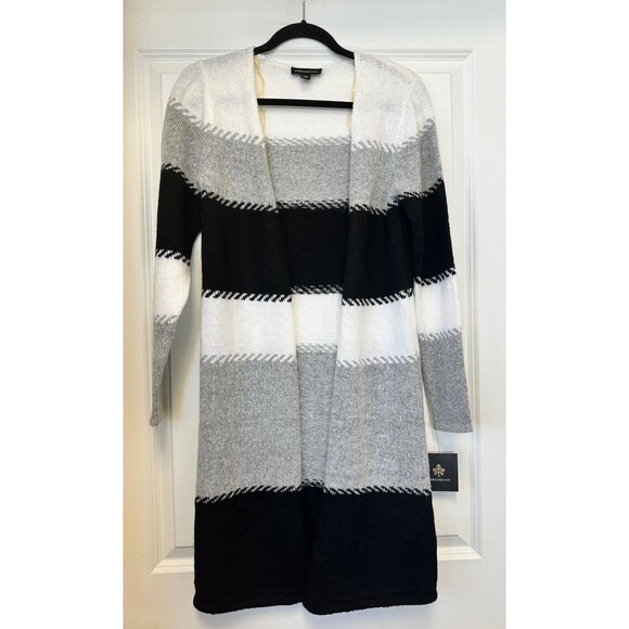 Fortune + Ivy Long Cardigan Womens XS Open Front Gray Black Boho Warm Comfort - Picture 3 of 6